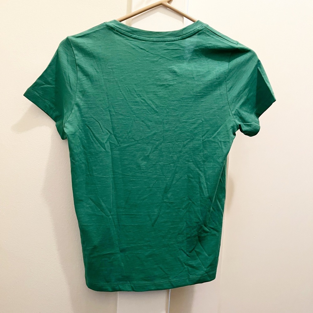 Madewell Slub Perfect V-Neck Tee XXS Lagoon Green Pima Cotton Casual Basic - Picture 2 of 4